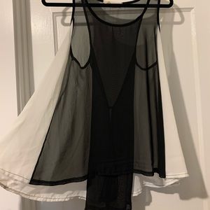 Flowy black and white sleeveless shirt